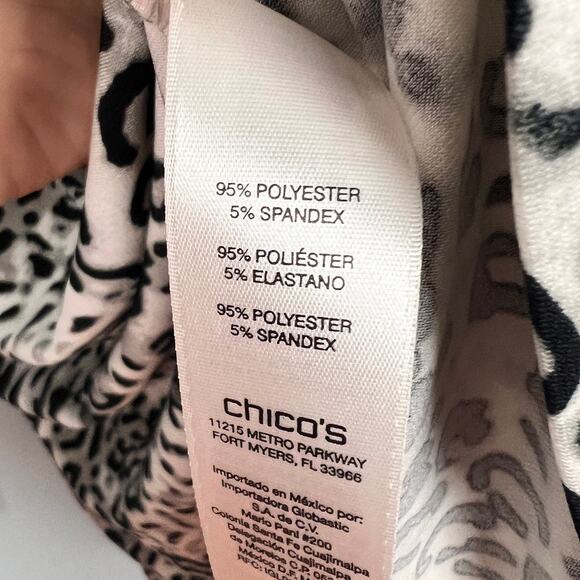 Chicos Women's L 12 Animal Print Cowl Neck Tunic Top Slinky Stretch Career Artsy - Picture 6 of 11